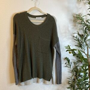 Madewell Pocket Ribbed Color block Sweater Large